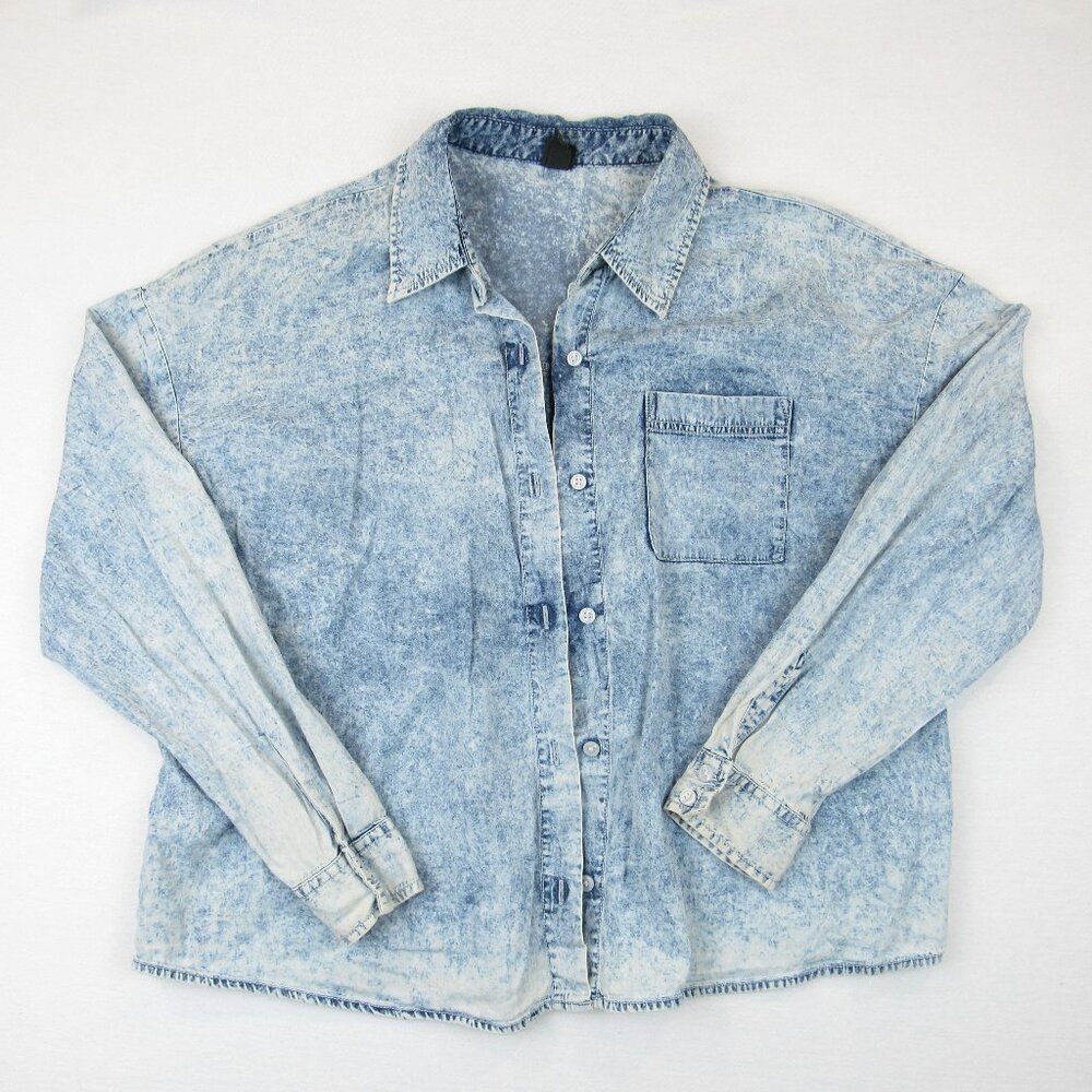 Junior's Wild Fable Acid Wash Denim Shirt Women's Size XL